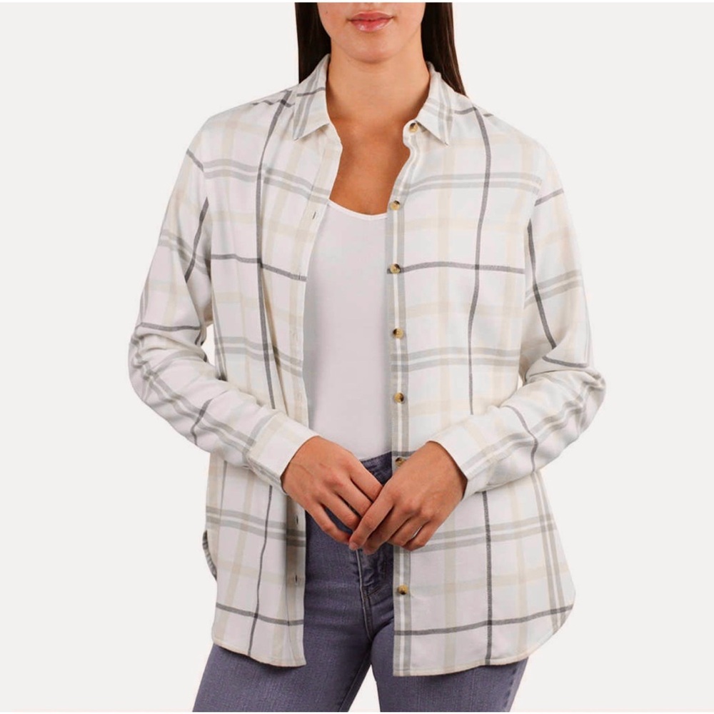 Jachs Plaid Button-Down Flannel Shirt with Pockets S